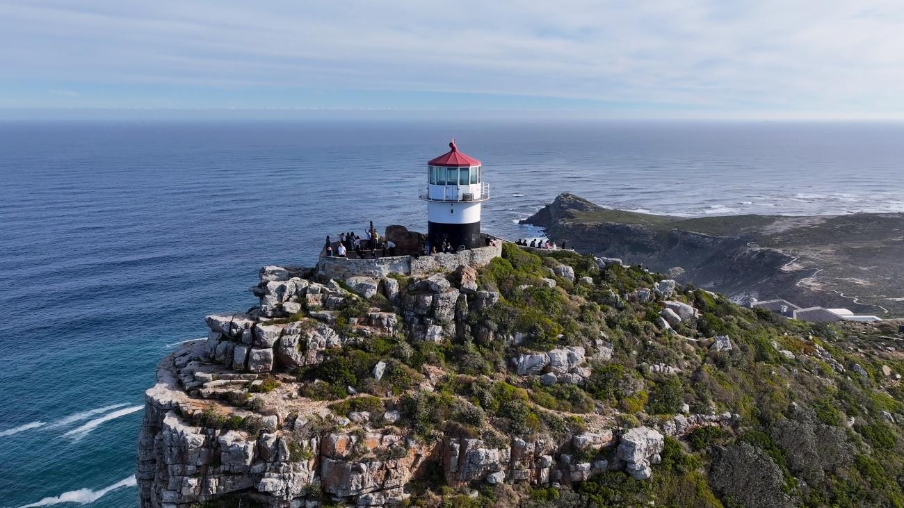 Cape Point lighthouse aerial view South Africa